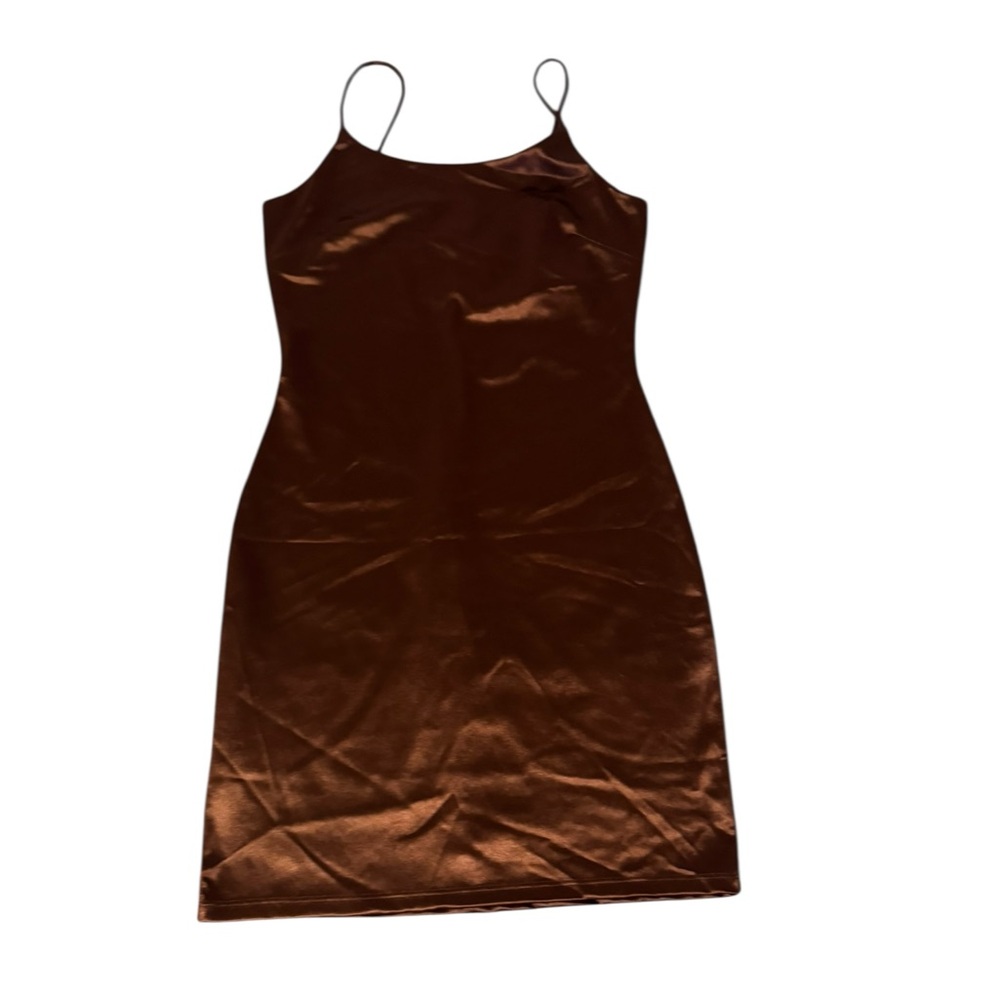Popular 21 Women's Mini Brown Satin Dress SZ Large
